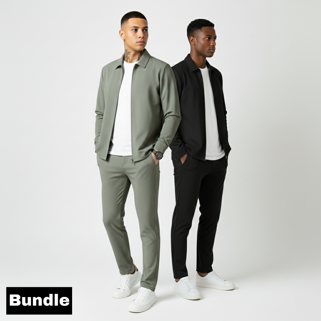 Elevated Essentials Tracksuit Bundle - Khaki & Black